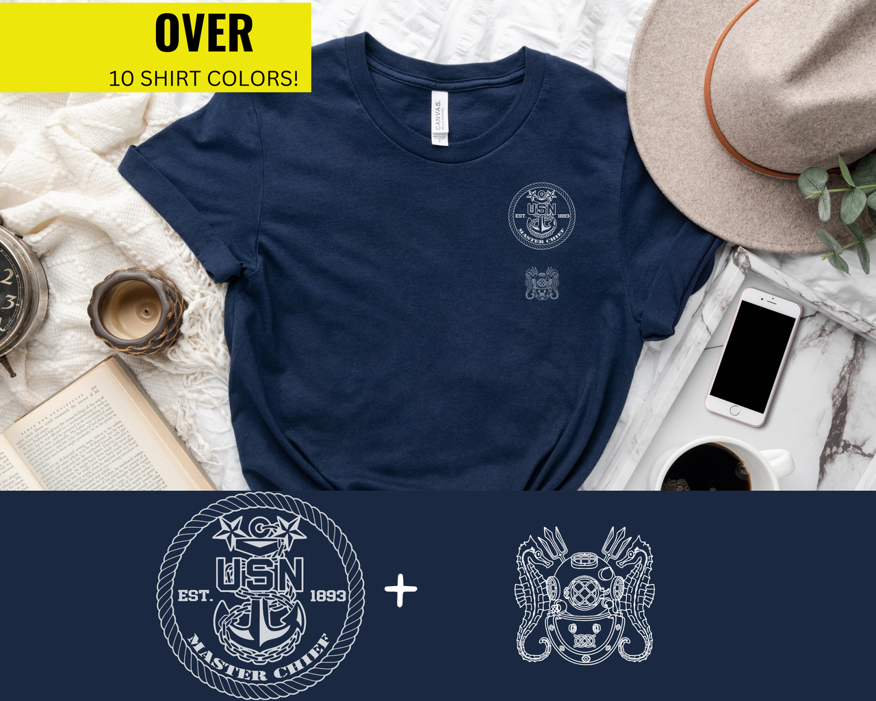 Navy Master Chief Master Diver Qualification T-Shirt - Black & White Collection