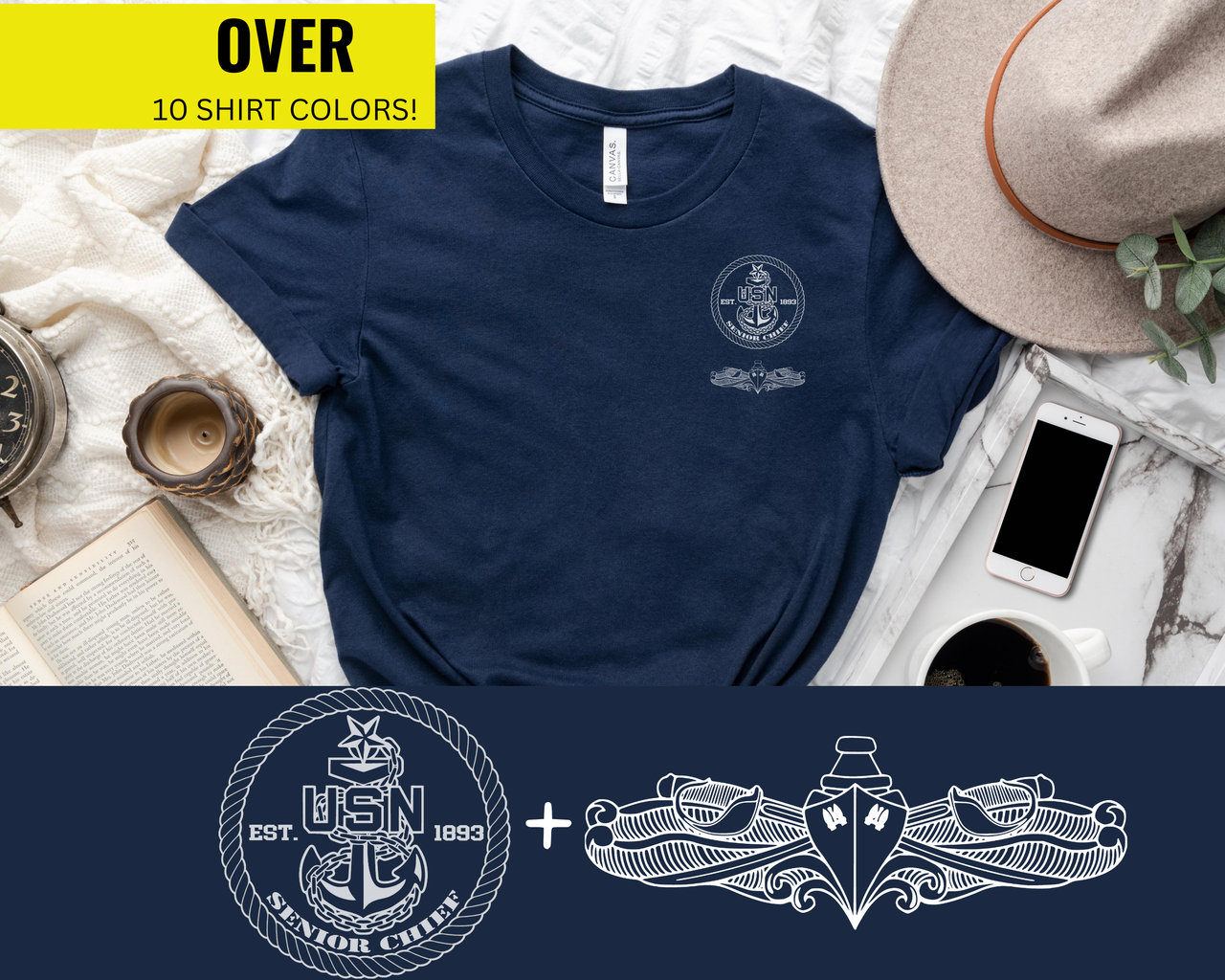 Navy Senior Chief Surface Warfare Specialist Qualification T-Shirt - Black & White Collection