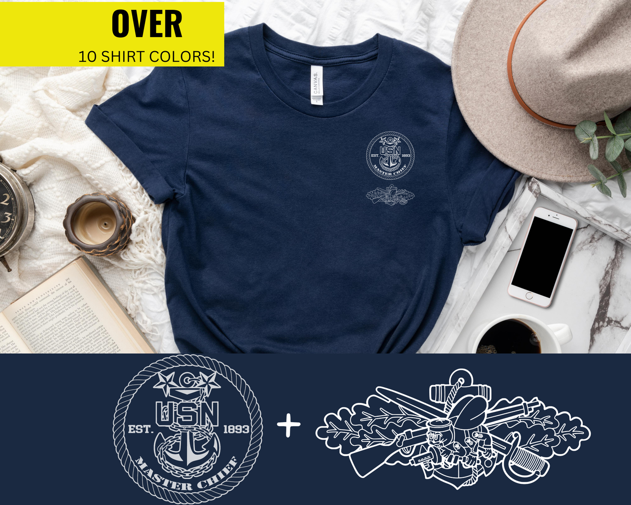 Navy Master Chief Seabee Qualification T-Shirt - Black & White Collection