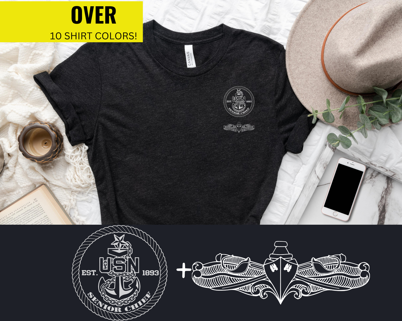 Navy Senior Chief Surface Warfare Specialist Qualification T-Shirt - Black & White Collection