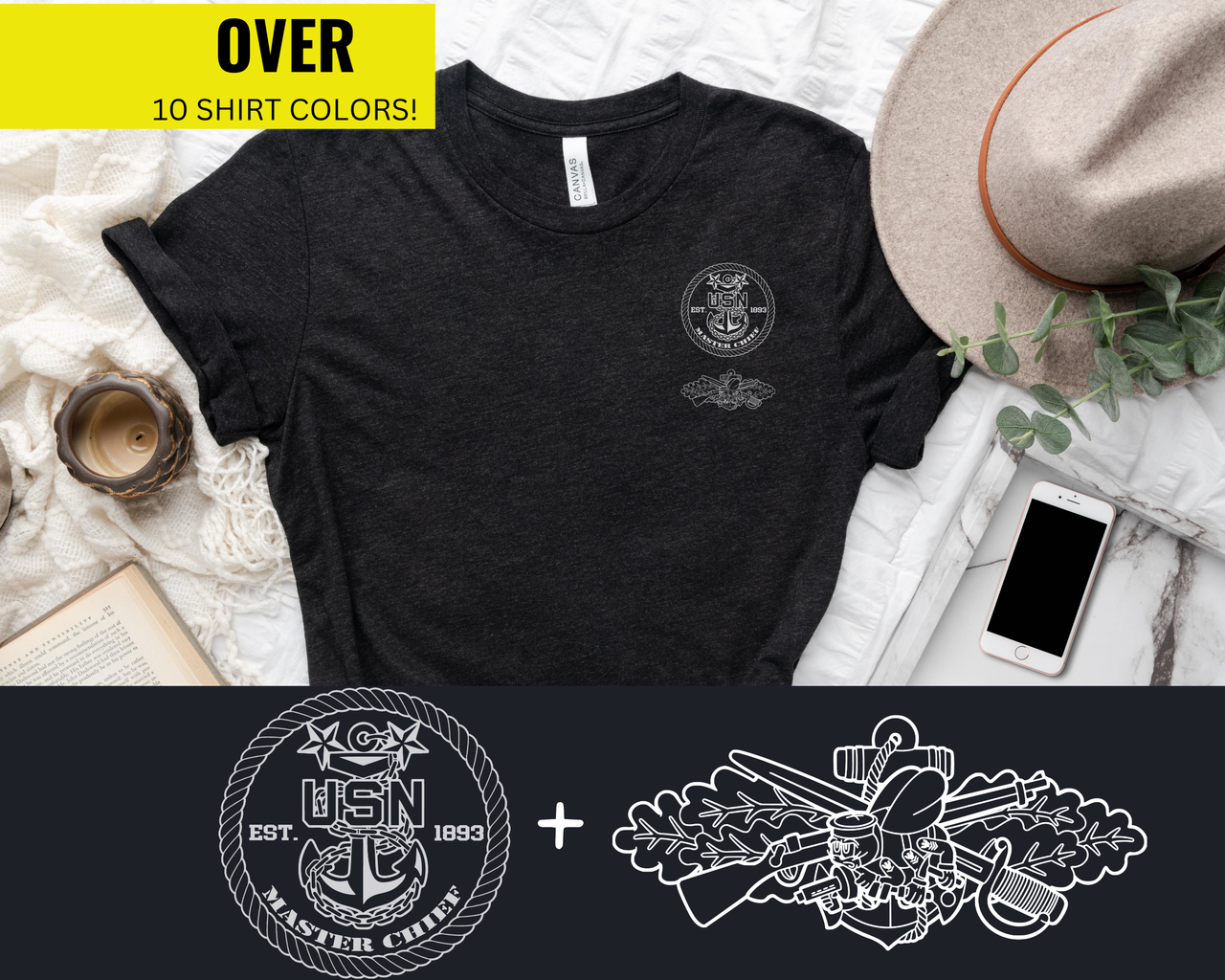 Navy Master Chief Seabee Qualification T-Shirt - Black & White Collection